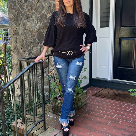 07 Boho Balloons long Sleeves Relax Fit Sweaters Top - Picture 3 of 8